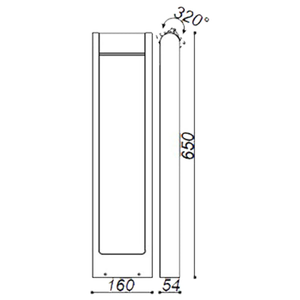 CD56 8W Low Voltage LED Rectangular Adjustable Bollard Landscape Pathway Lighting