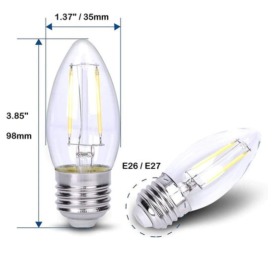 E26 4W LED Filament Edison Bulbs Dimmable Energy Saving Waterproof Light