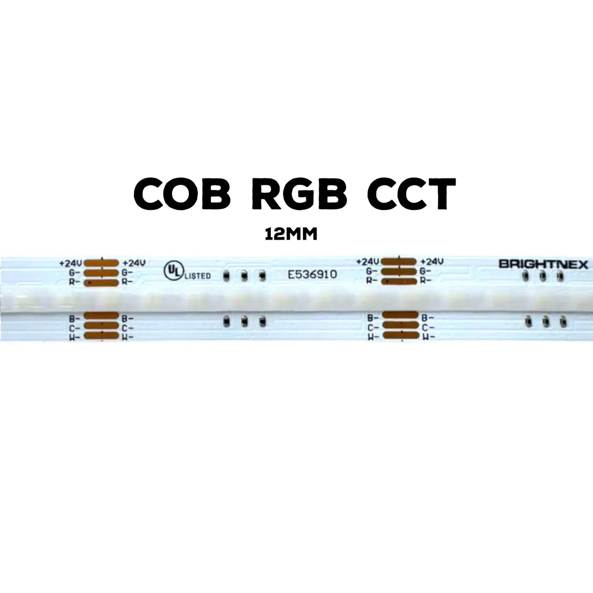 RGB+CCT COB LED Strip 840 LEDs/m 24V UL Certified Indoor - Brightnex LED